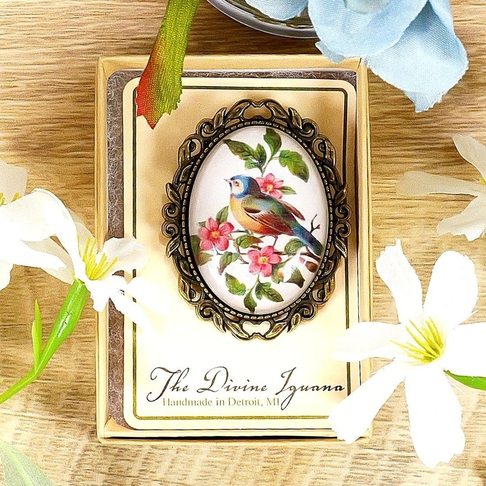 Vintage Bluebird Brooch Victorian Bird Pin Cottagecore Jewelry Nature Lover Gift